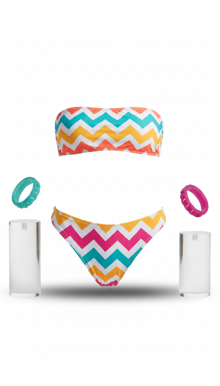 Coral Pop Zigzag Bikini Set