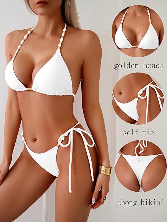 swimall Women's Thong Bikini Set Sexy String High Cut Triangle Swimsuit Two Piece Brazilian Bathing Suit