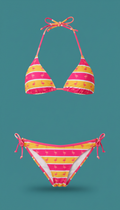 Pink Flamingo Striped Triangle Bikini