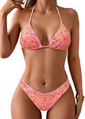 QJQ Women's 2 Piece Floral Thong Bikini Sets String Triangle Bathing Suit Cute Swimsuit